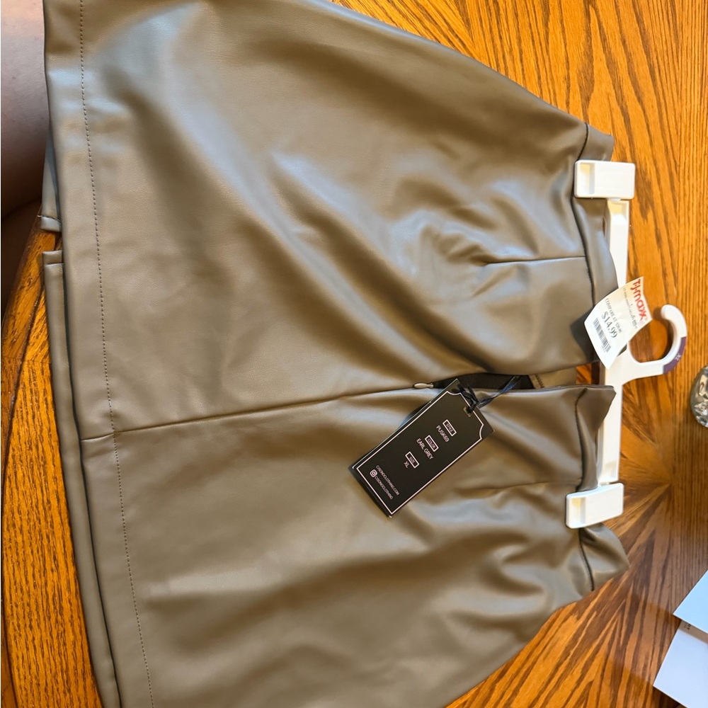 Faux Leather Mini Skirt in Taupe